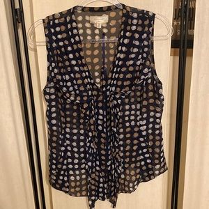 Anthropologie Silk Button-Down Patterned Blouse with beautiful draping detail